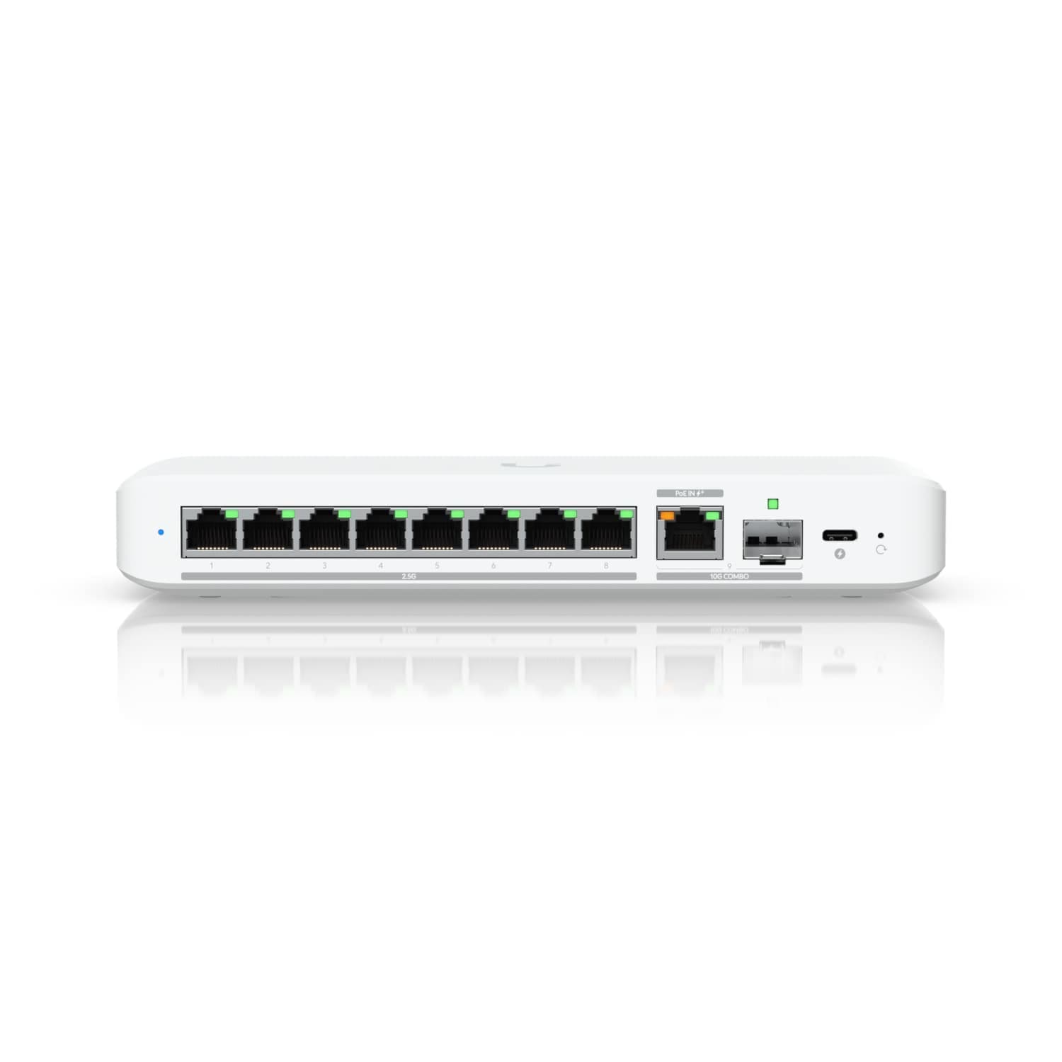 Ubiquiti Flex 2.5G, Flexible, 8-port 2.5 GbE Switch, 10 GbE RJ45/SFP+ Combination Uplink Port, Powered With USB-C (Included)/PoE+ adapter ( Not Included)