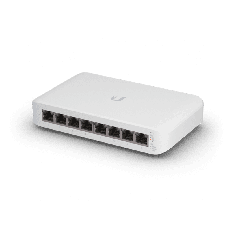 Ubiquiti UniFi Switch USW-Lite-8-POE, 4x PoE Output Ports, 52W PoE Supply, Fanless, Wall Mount Kit Included